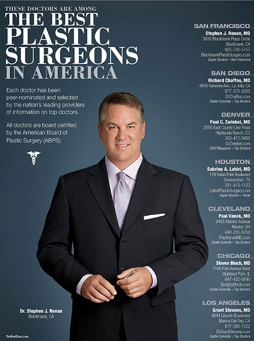 The best plastic surgeos in America magazine cover featuring dr. Ronan