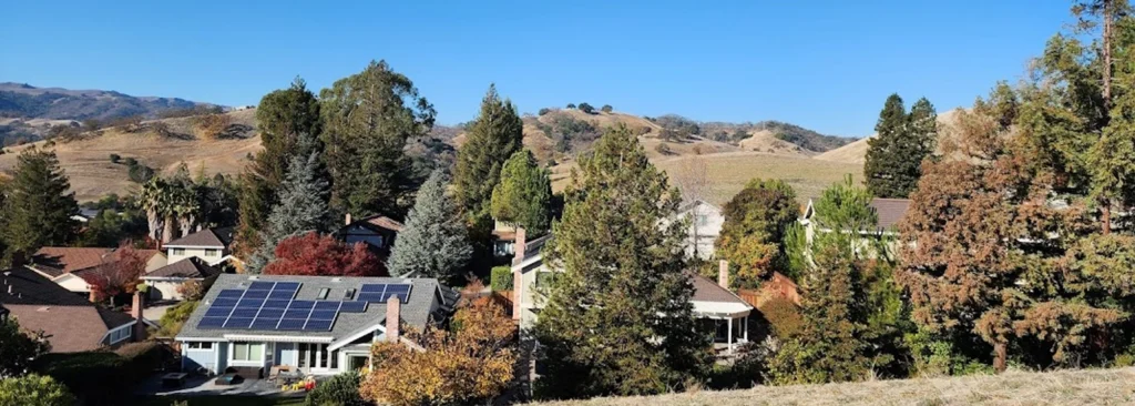 Aerial view of Pleasant Hill CA in central Contra Costa — hair transplant clinic nearby at Blackhawk Hair Restoration Danville